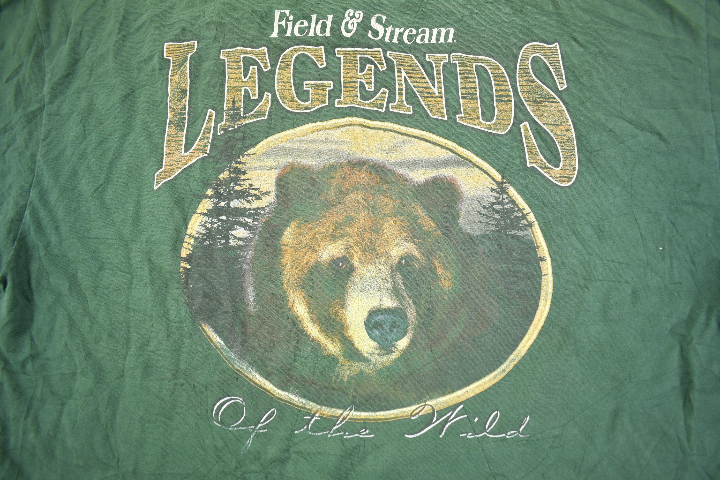 Vintage 1990s Field & Streams Legends Of The Wild Grizzly Bear T Shirt