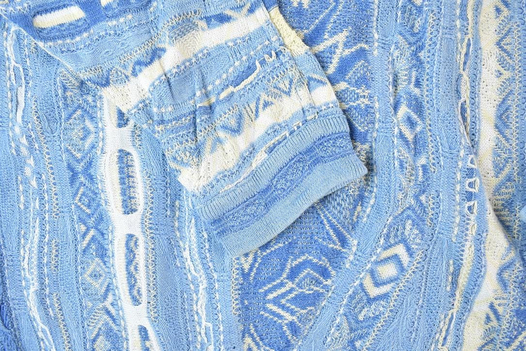 Vintage 1990s Coogi Made In Australia 3D knit 100% Cotton Abstract Pattern Crewneck Sweater