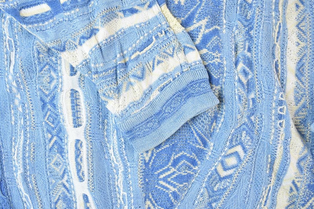 Vintage 1990s Coogi Made In Australia 3D knit 100% Cotton Abstract Pattern Crewneck Sweater