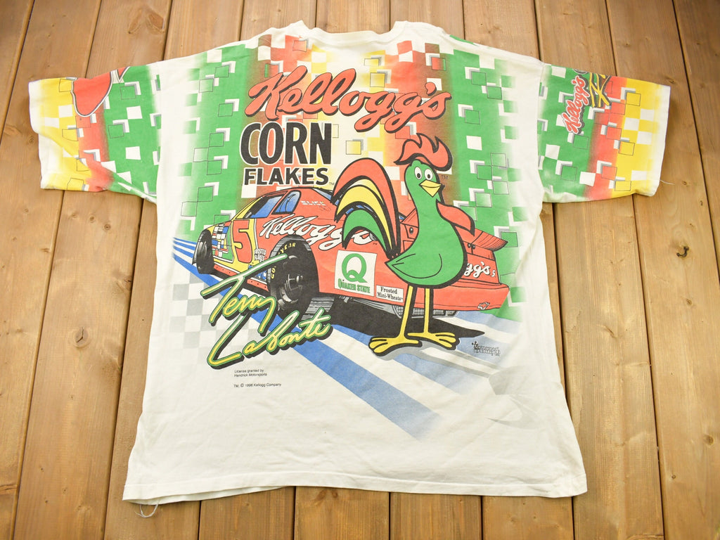 Vintage 1996 Terry Labonte All Over Print Kellogg's NASCAR Racing T-Shirt