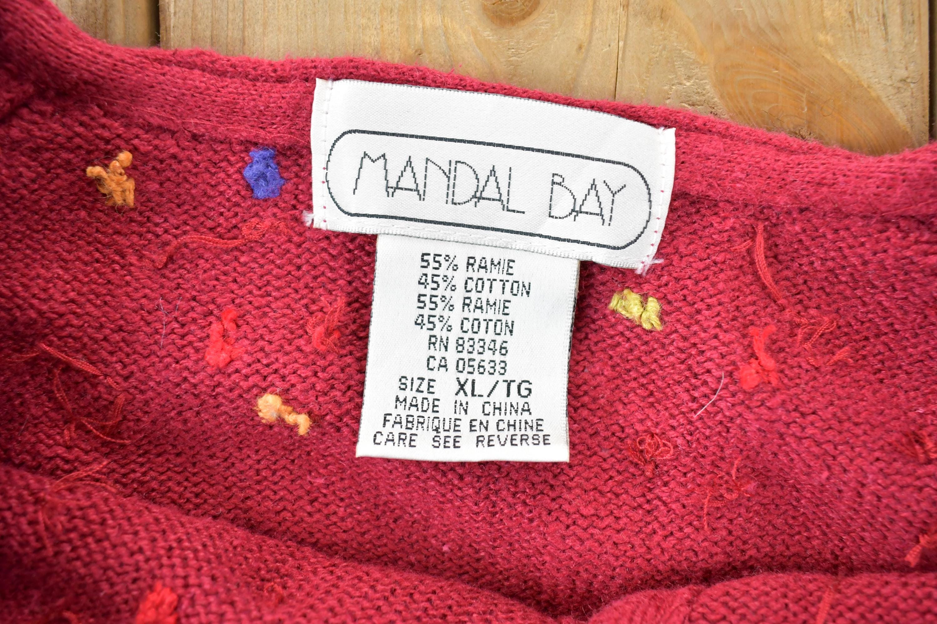 Vintage 1990s Mandal Bay Knit Button Up Christmas Sweater