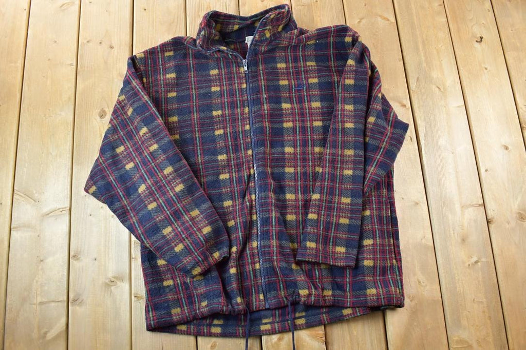 Vintage 1990s Northern Reflections Fleece Plaid Sweater