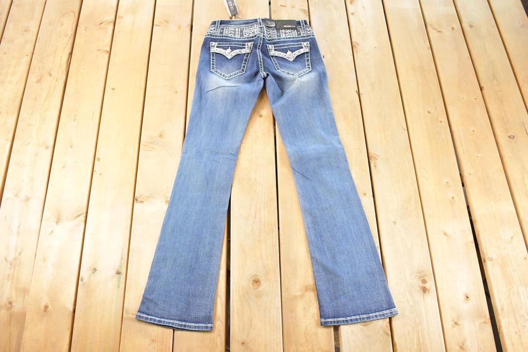 Vintage Deadstock Y2K Grace In LA Bedazzled Low Rise Jeans Women's Size 27 x 32