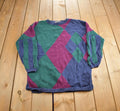 Vintage 1990s Paris Sport Club Abstract Pattern Knit Crewneck Sweater