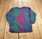 Vintage 1990s Paris Sport Club Abstract Pattern Knit Crewneck Sweater
