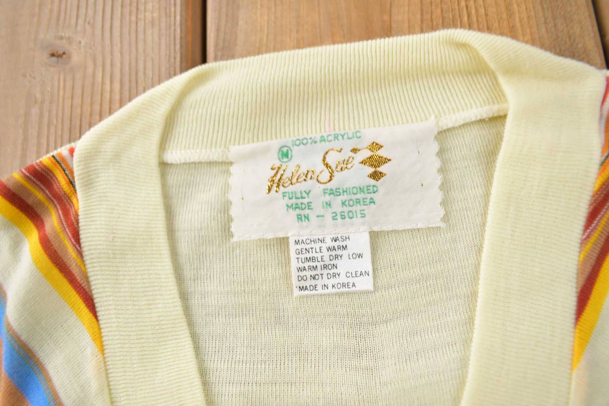 True Vintage 1960s Deadstock Helen Sue Long Sleeve Psychedelic Nylon Blouse Knit Sport Top