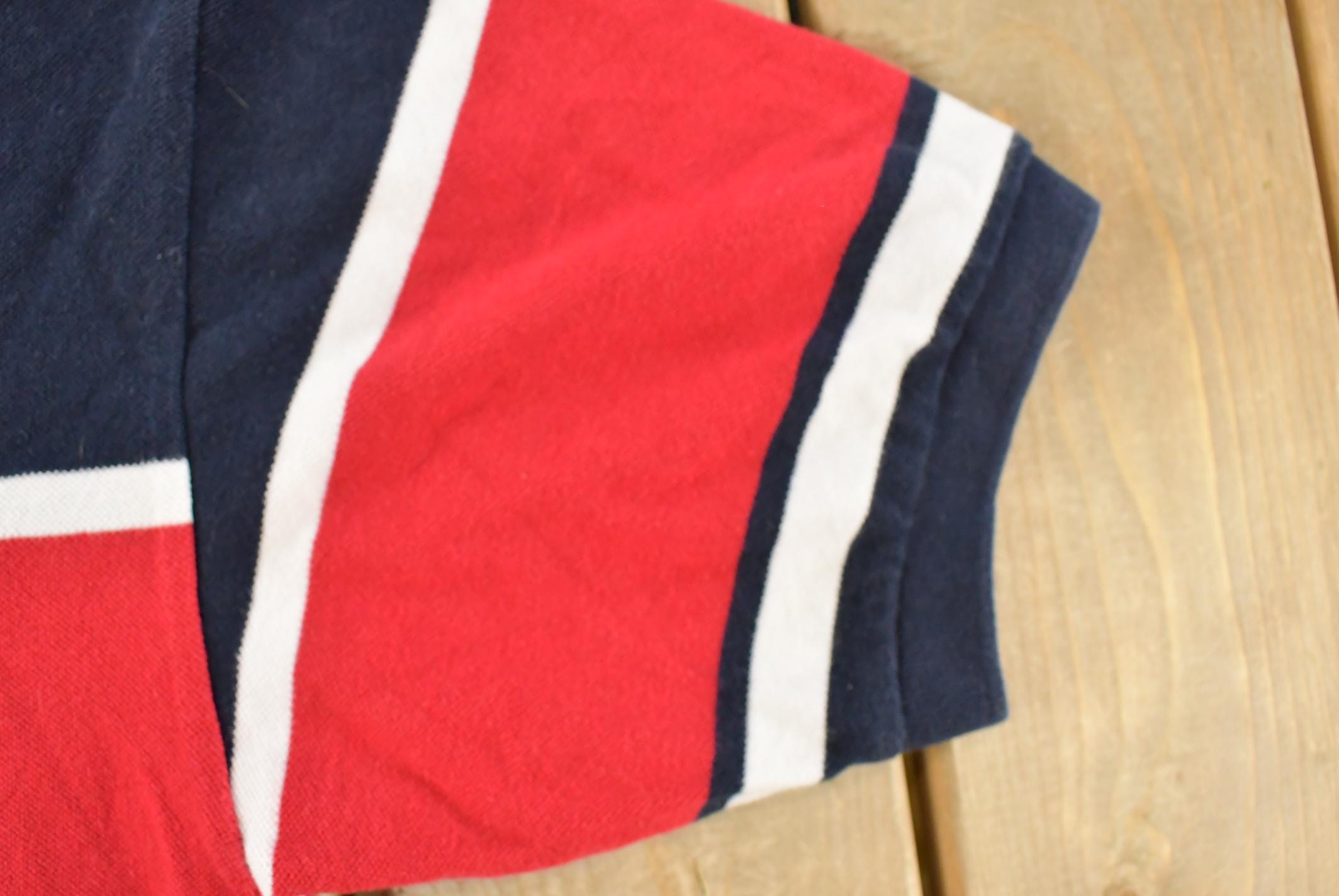 Vintage 1990s Nautica Striped Polo Shirt Men's Large / 90s Polo Shirt / Souvenir / Athleisure / Streetwear / Preppy / Nautical Sailing