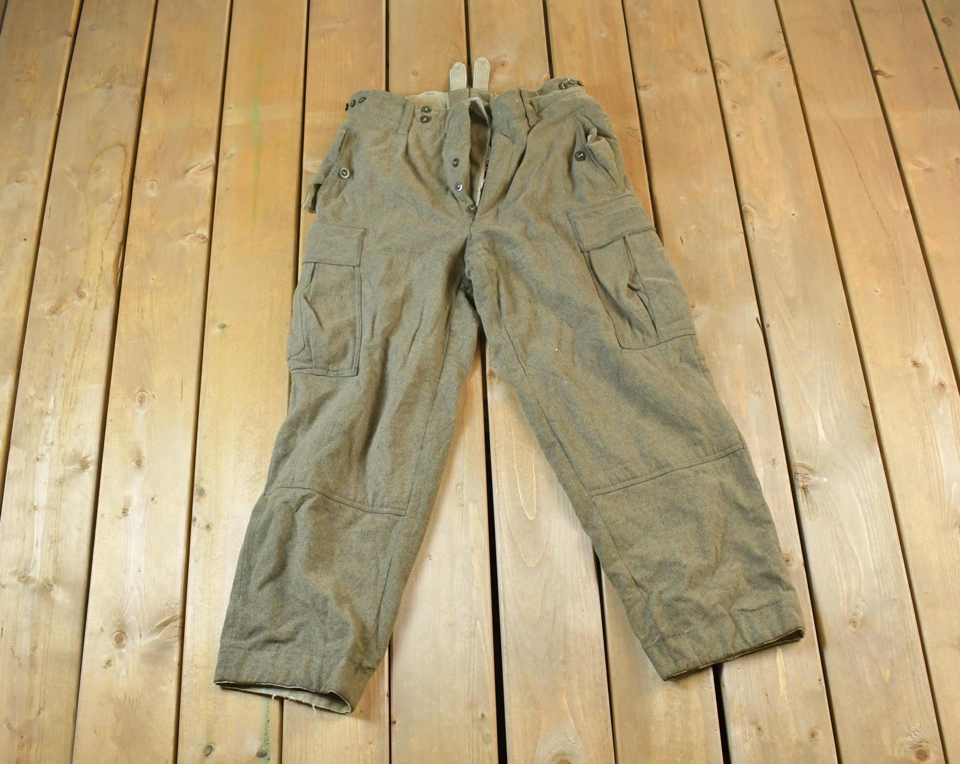 Vintage 1960s Military Wool Cargo Pocket Pants Size 30 x 30