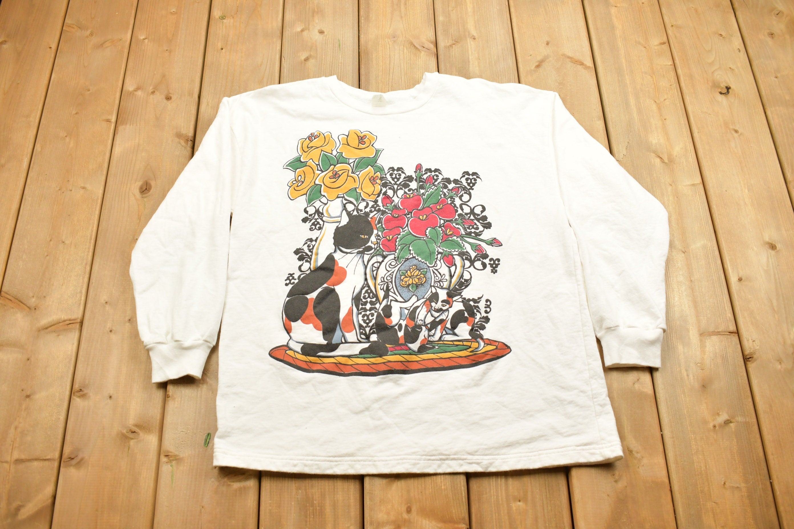 Vintage 1990s Floral Graphic Crewneck Sweater