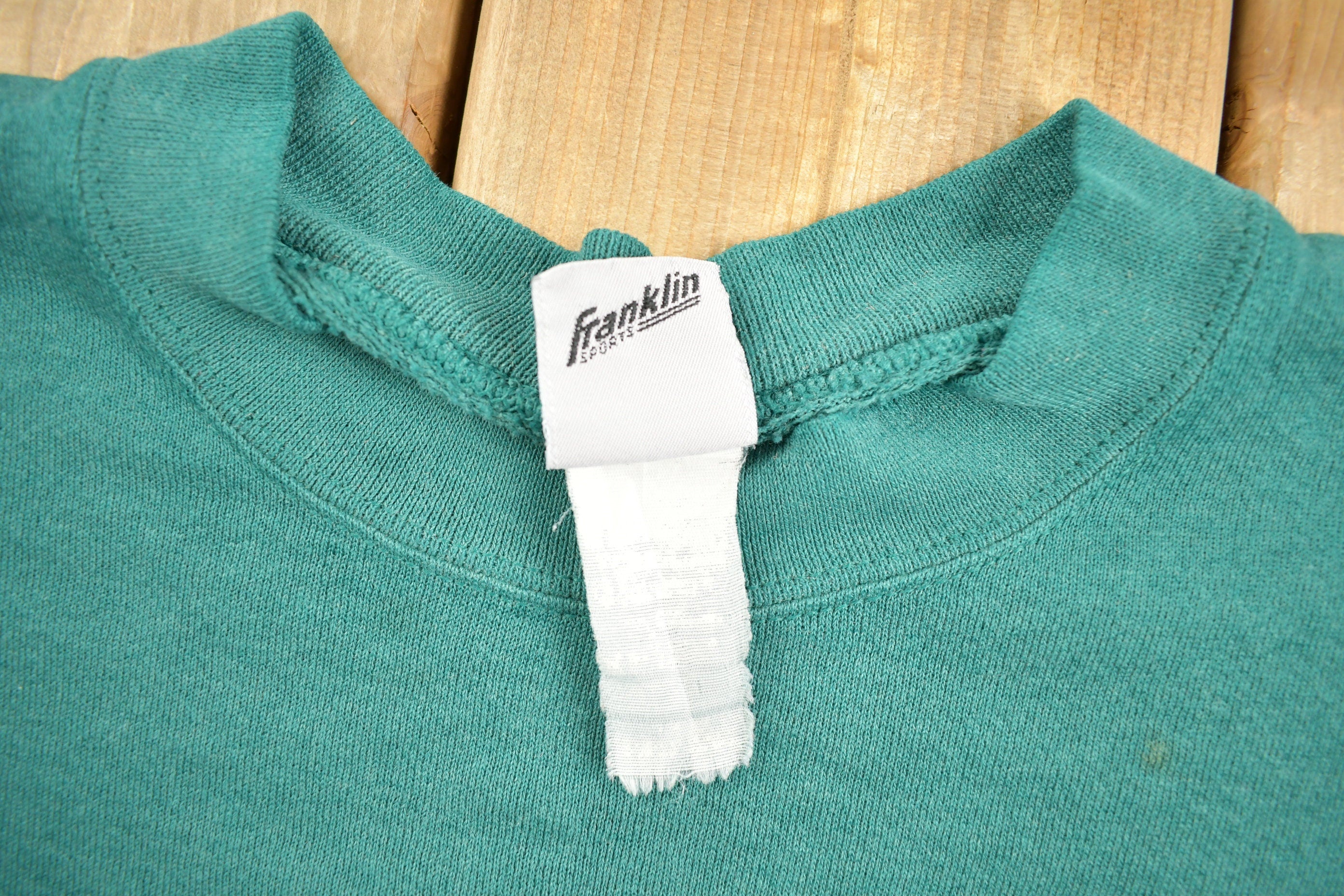 Vintage 1990s Green Franklin Sports Blank Crewneck Sweatshirt Size Medium
