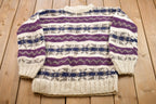 Vintage 1990s Del Mundo All Over Print Knitted Crewneck Sweater