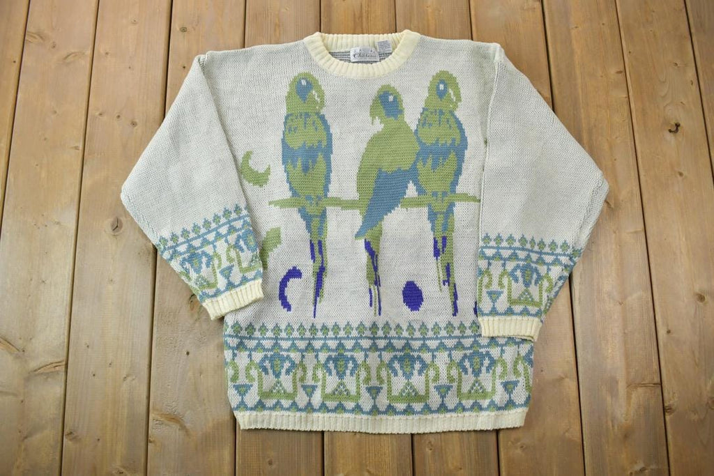 Vintage 1990s Chateau Parrots Knit Crewneck Sweater
