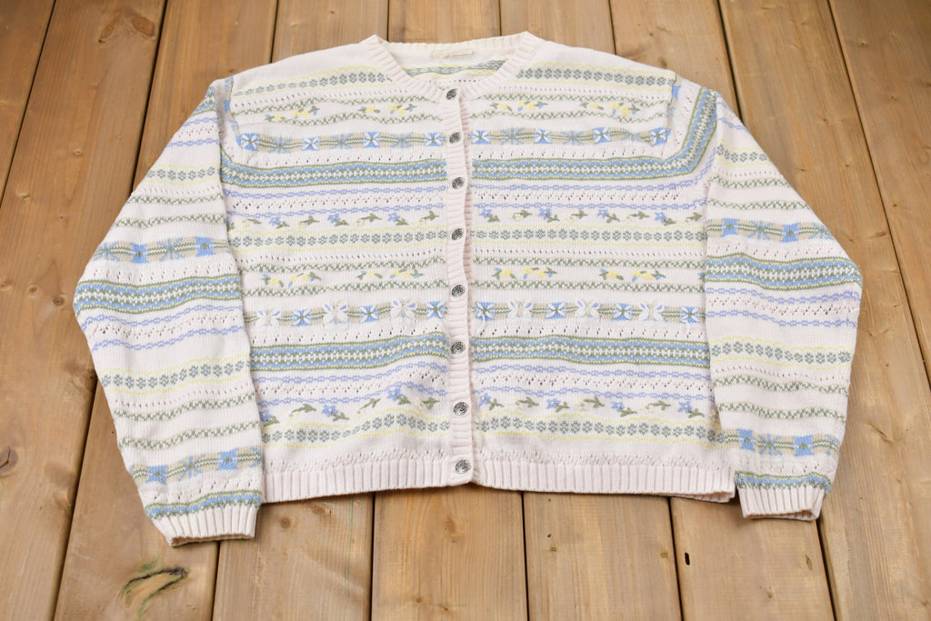 Vintage 1990s Floral Print Knitted Sweater