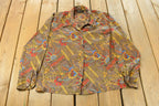 Vintage 1990s Marcella Silk Style Button Up Shirt Women's XL / 90s Shirt / Abstract Pattern / Casual Shirt / All Over Print