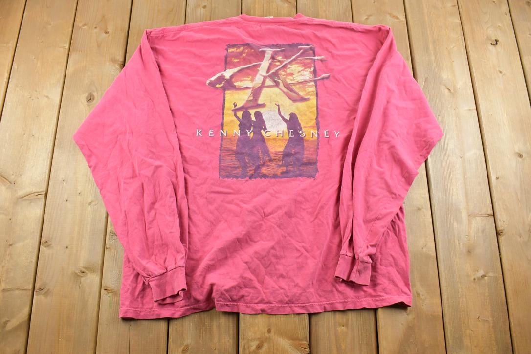 Vintage 2004 Kenny Chesney Guitars And Tiki Bars Tour Band Long Sleeve T-shirt