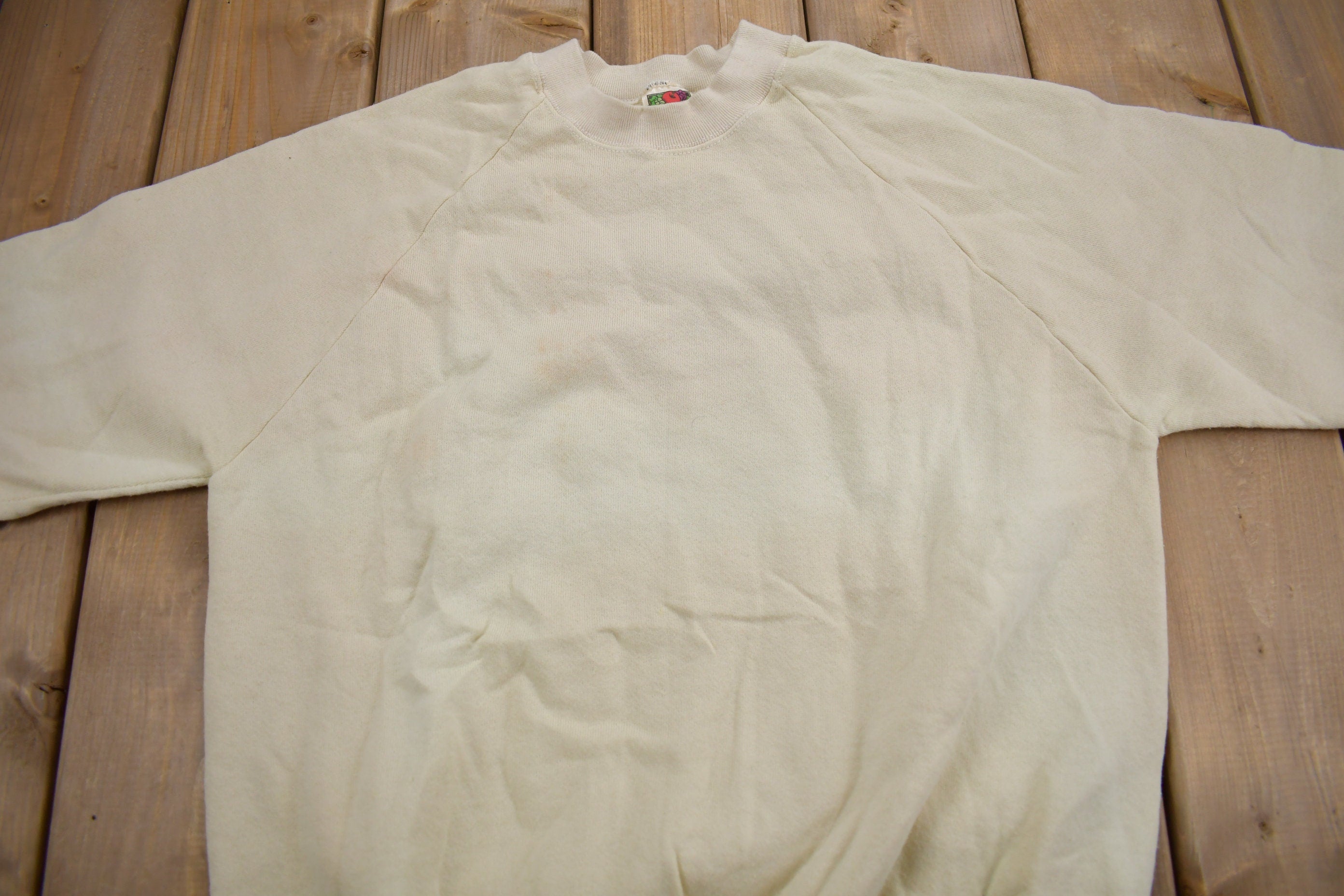 Vintage 1990s Blank Beige Crewneck Sweatshirt /