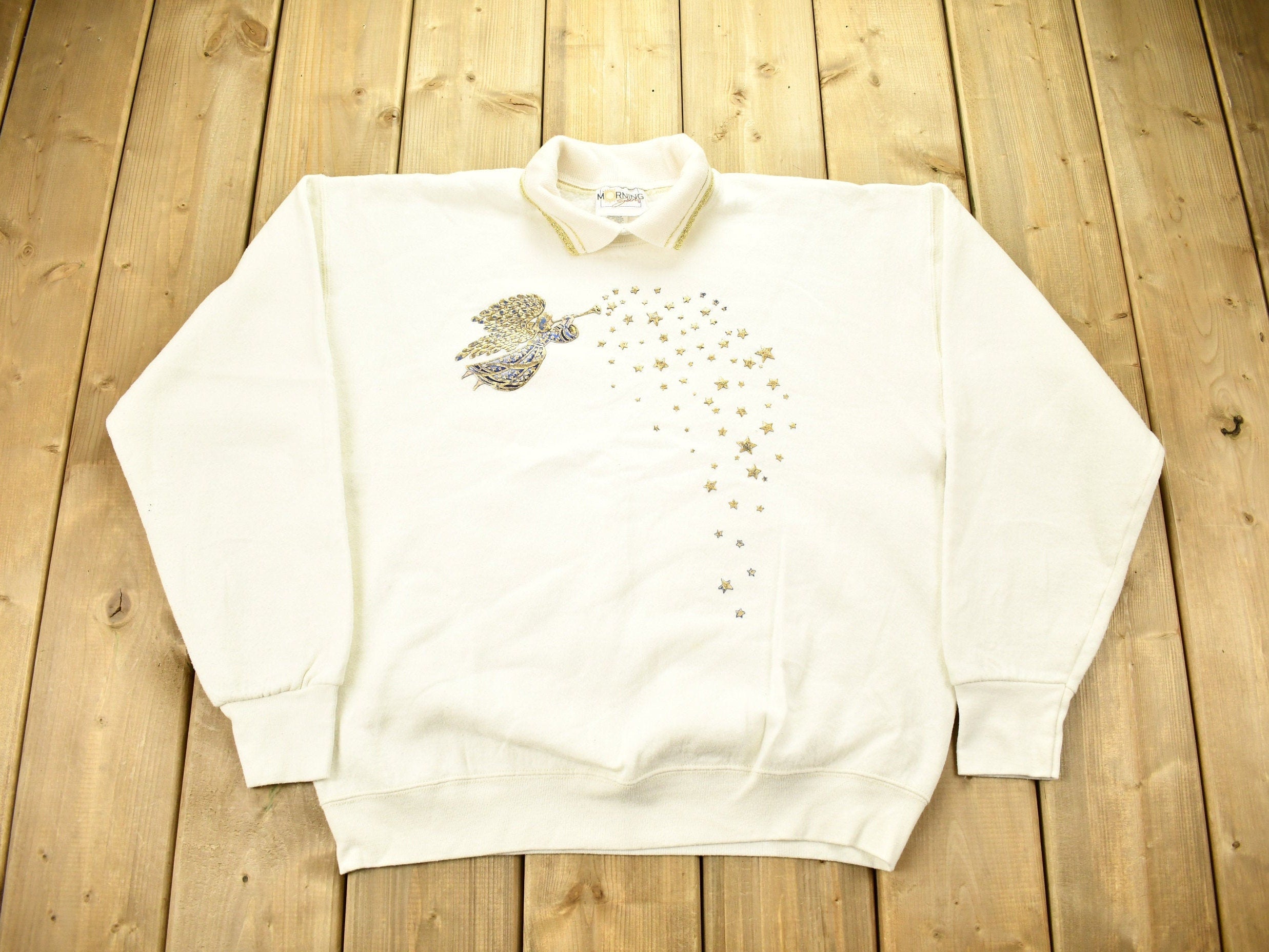 Vintage 1990s Morning Sun Cute Angel Theme Crewneck Sweater