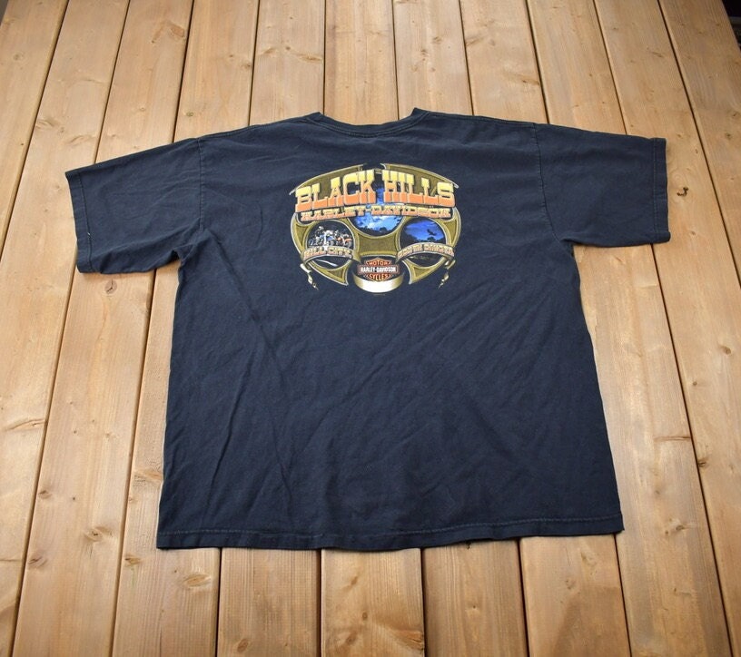 Vintage 2004 Harley Davidson Motorcycles Black Hills Rally Graphic T-Shirt Made In USA Size 3X