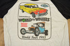 Vintage 1983 World Of Wheels World Tour Graphic Raglan T Shirt Single Stitch
