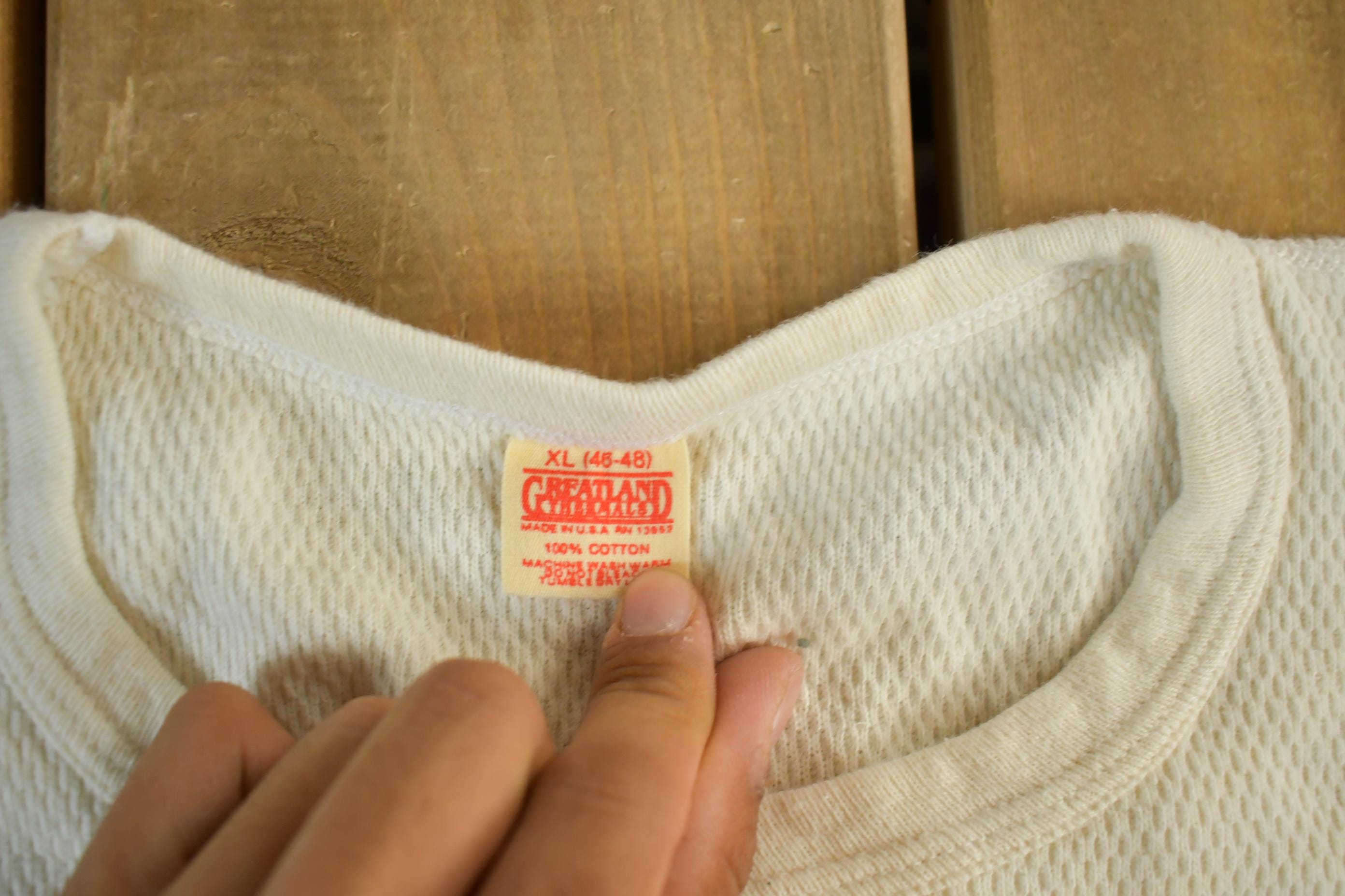 Vintage 1970s Greatland Thermal Waffle Knit Long Sleeve Adult M-L  70s Undershirt  Streetwear  Made In USA  Vintage Thermal Undershirt