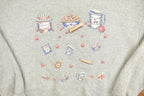 Vintage 1990s Country Cooking Theme Grey Crewneck Sweatshirt