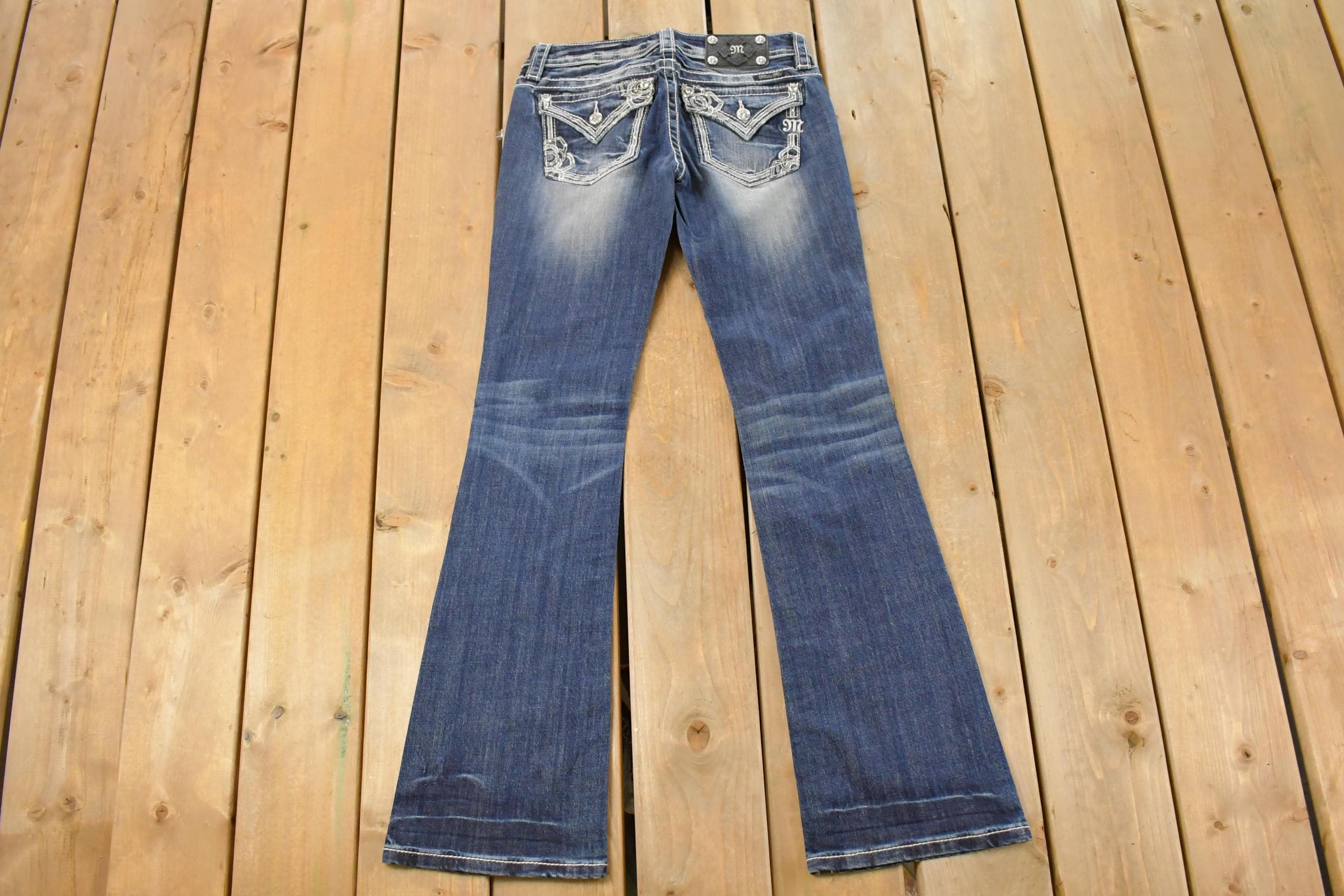 Vintage Deadstock Y2K Miss Me Bedazzled Low Rise Jeans Women's Size 26x31