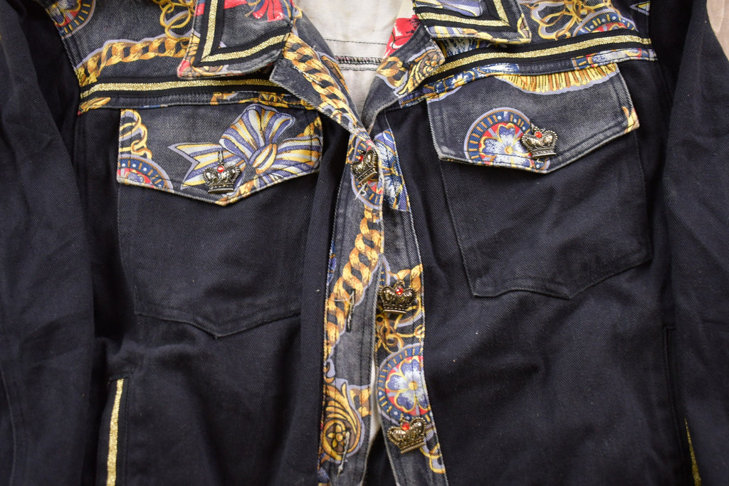 Vintage 1980s The La Costa Spa Jewelry Graphic Denim Jean Jacket