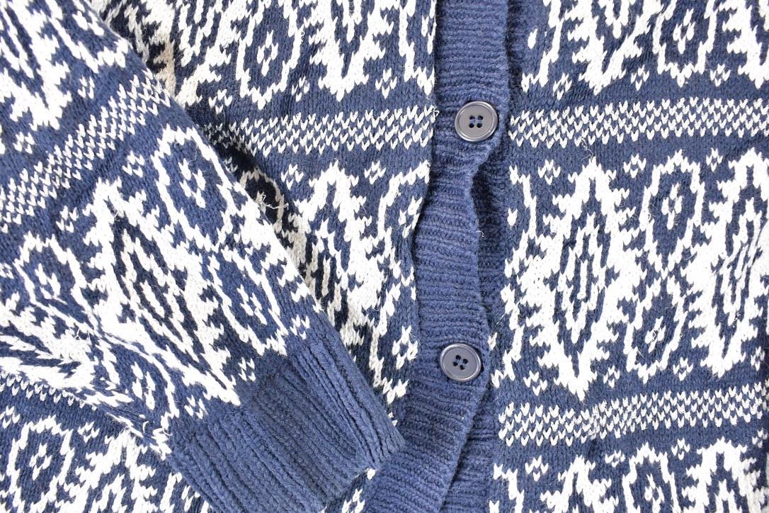 Vintage 1990s Marsh Landing Petits Abstract Knit Cardigan Sweater Women's PL