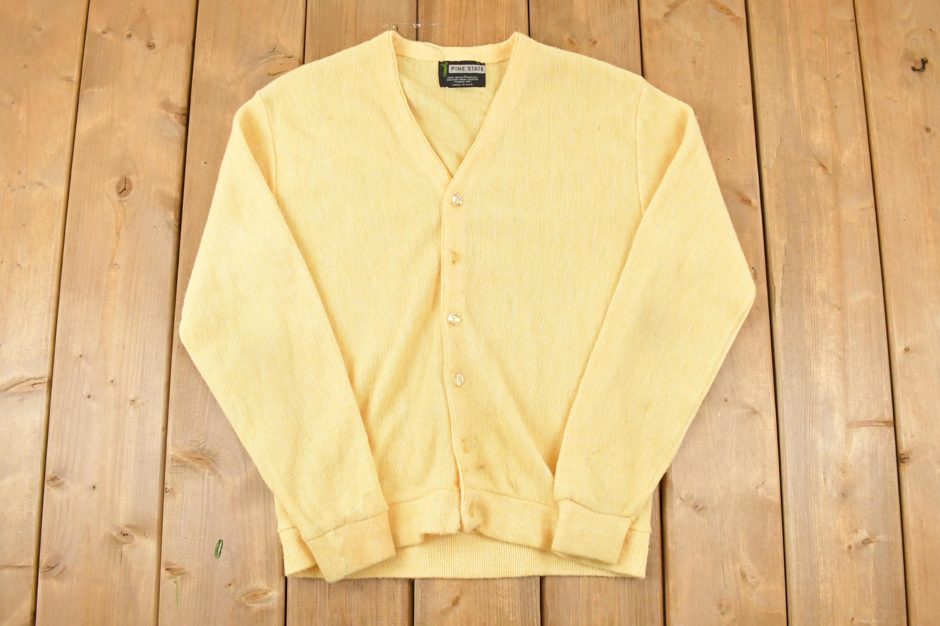 Vintage 1970s Pine State Golf Knit Cardigan Sweater Men's S