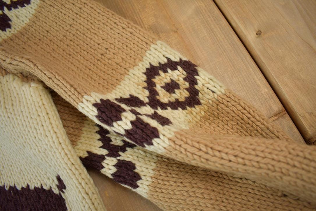 Vintage 1940s Hand-Knit Deer Cowichan Sweater