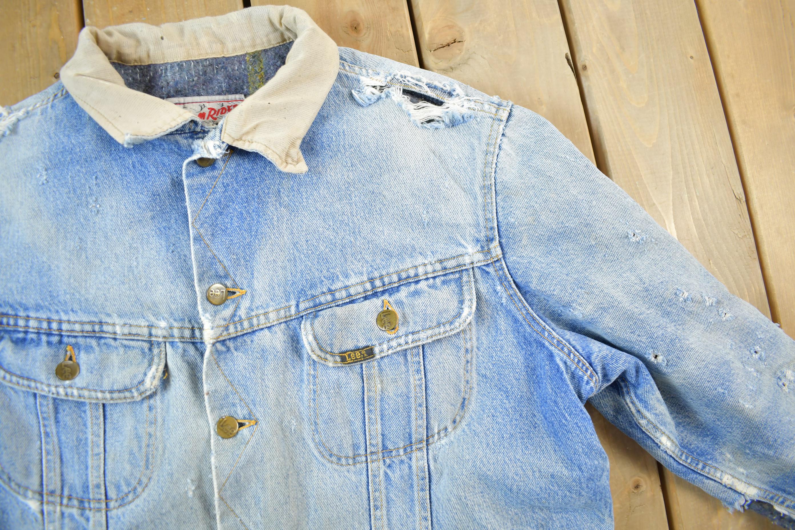 Vintage 1980s THRASHED Lee Storm Rider Blanket Lined Jean Jacket