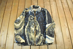 Vintage 1990s Wolf Theme Graphic Sweater Jacket Adult XL
