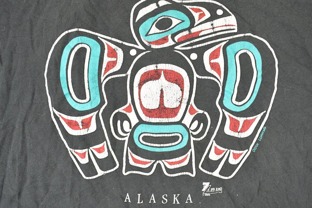 Vintage 1990s Alaska Aztec Souvenir Travel T-Shirt Men's L