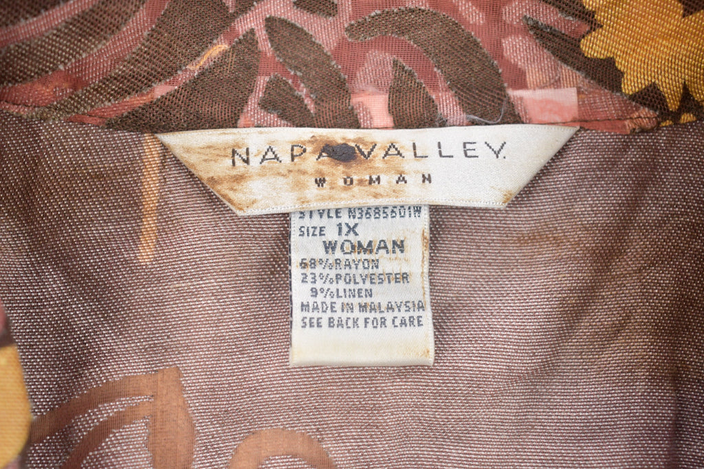 Vintage 1990s Napa Valley Translucent Floral Button Up Shirt