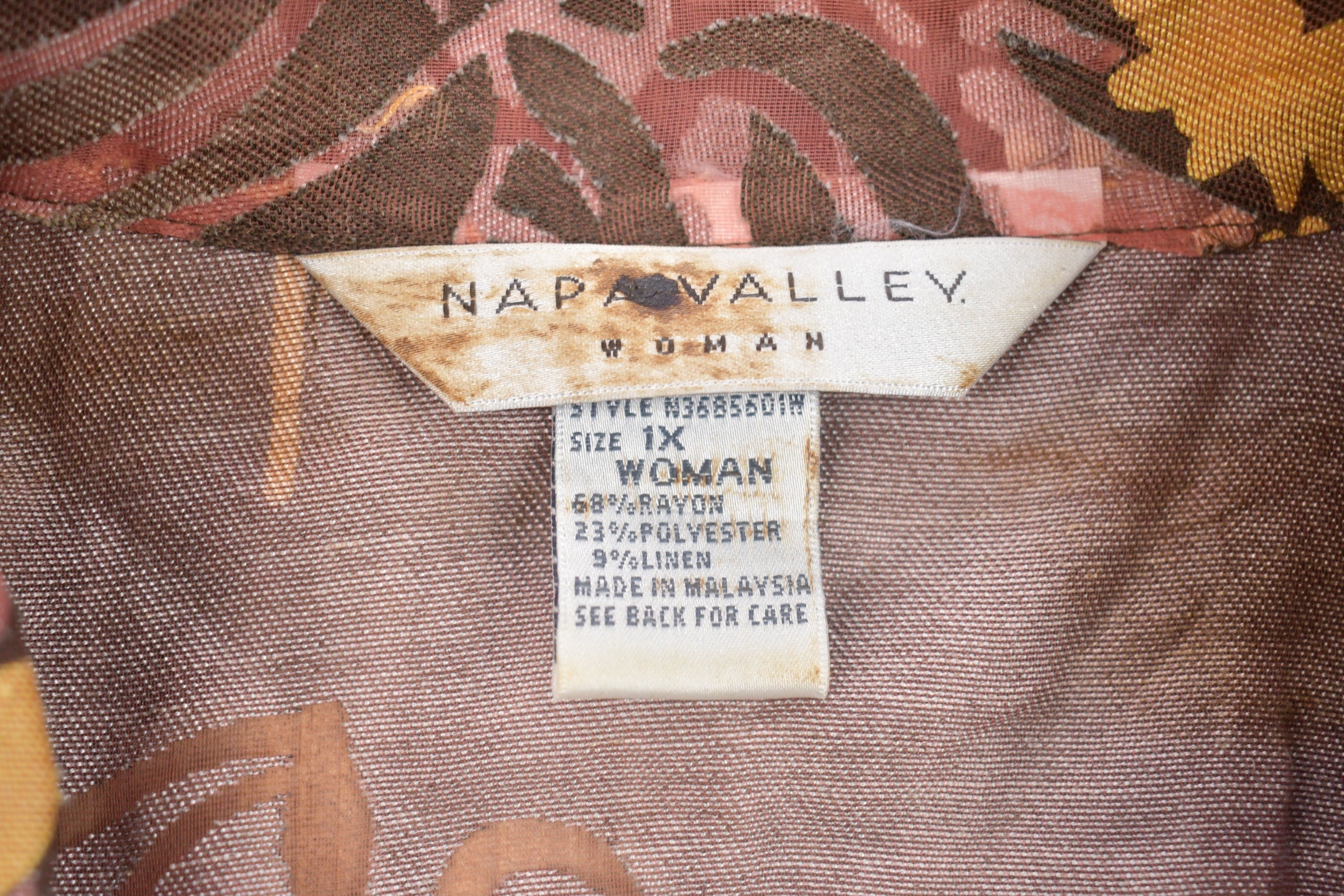 Vintage 1990s Napa Valley Translucent Floral Button Up Shirt
