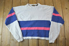 Vintage 1990s Eddie Bauer Cropped Colour Block Crewneck Sweatshirt  90s Crewneck  Made In USA  Streetwear  Embroidered