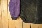 Vintage 1990's Minnesota Vikings Distressed Suede Leather Letterman Jacket Mens Large