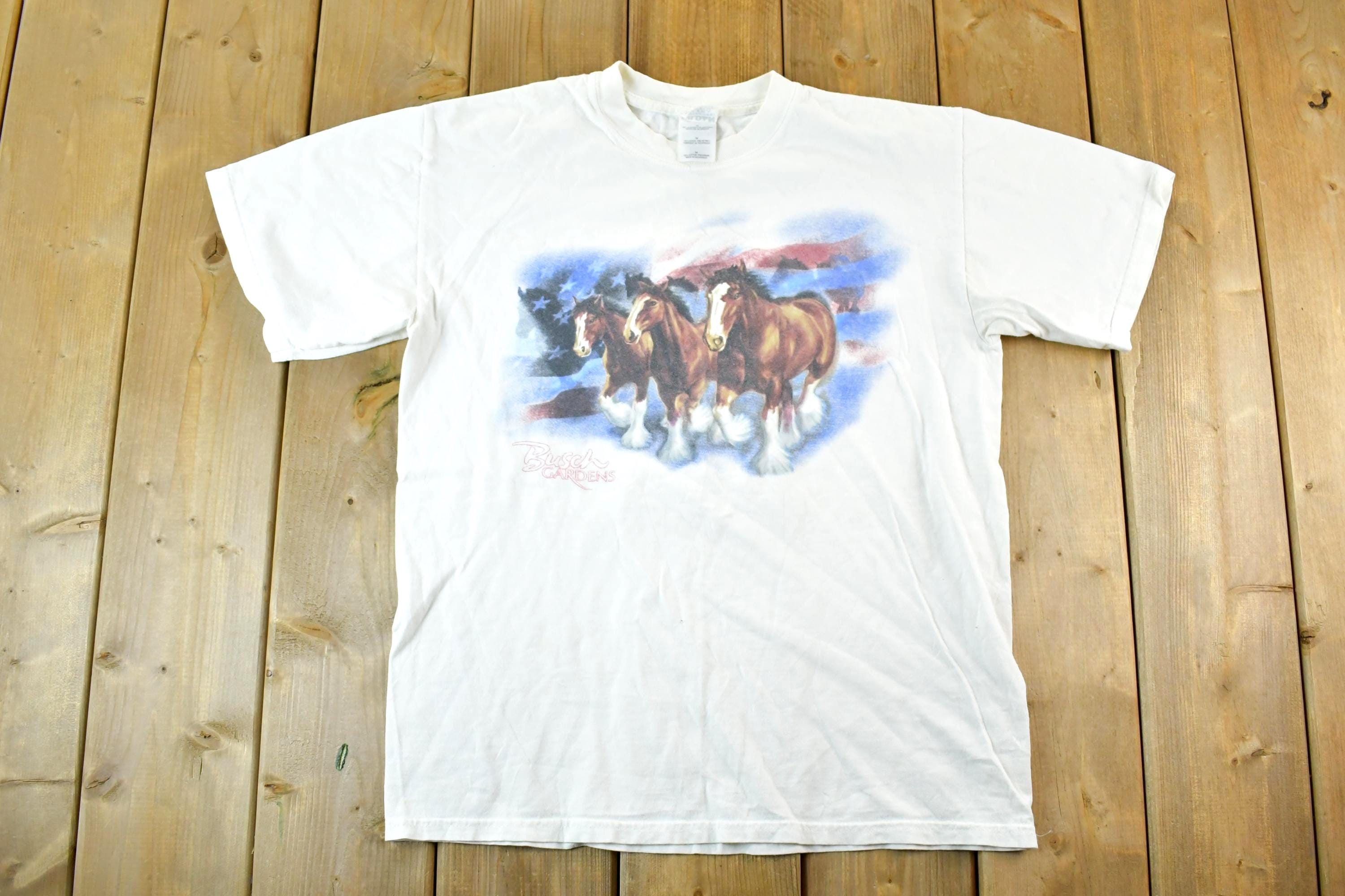 Vintage 90s Busch Gardens Horses T-Shirt: Souvenir Vacation Tee