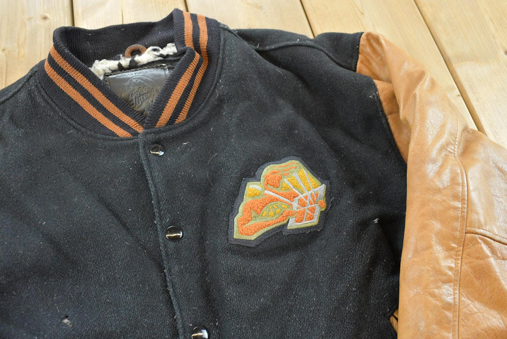 Vintage 1990s Golden Bear Leather Wool Varsity Microsoft Envision Summit World Tour Jacket Made In USA Mens M /