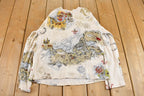 Vintage Y2K Susan Lawrence Floral Blouse Longsleeve Shirt Women's XL / All Over Print / Maps Geography