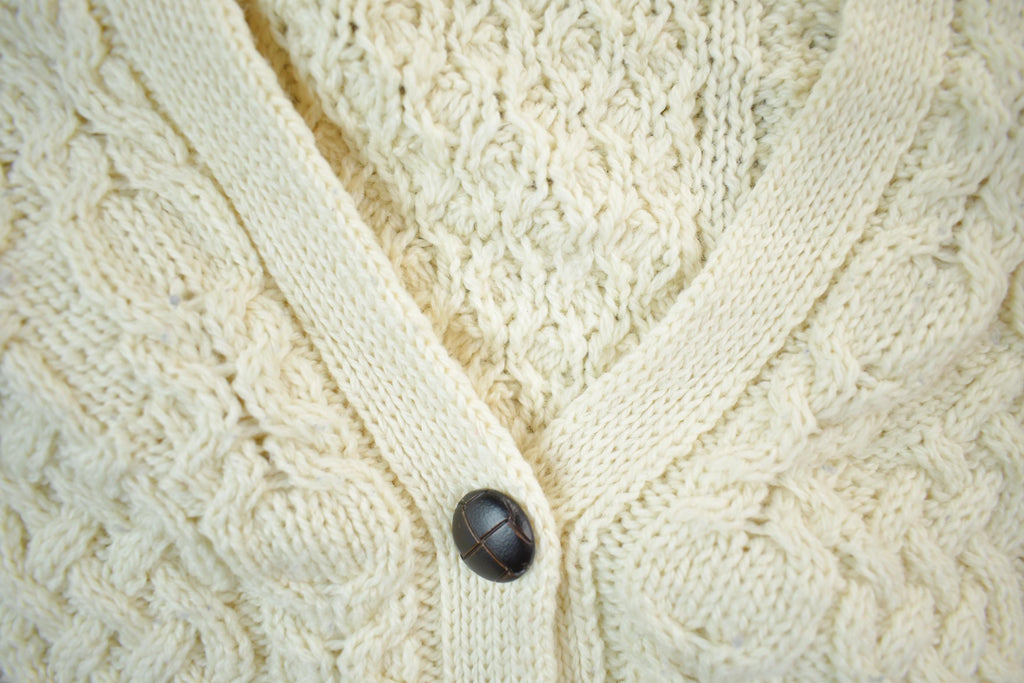 Vintage 1980s Cable Knit Cardigan Sweater