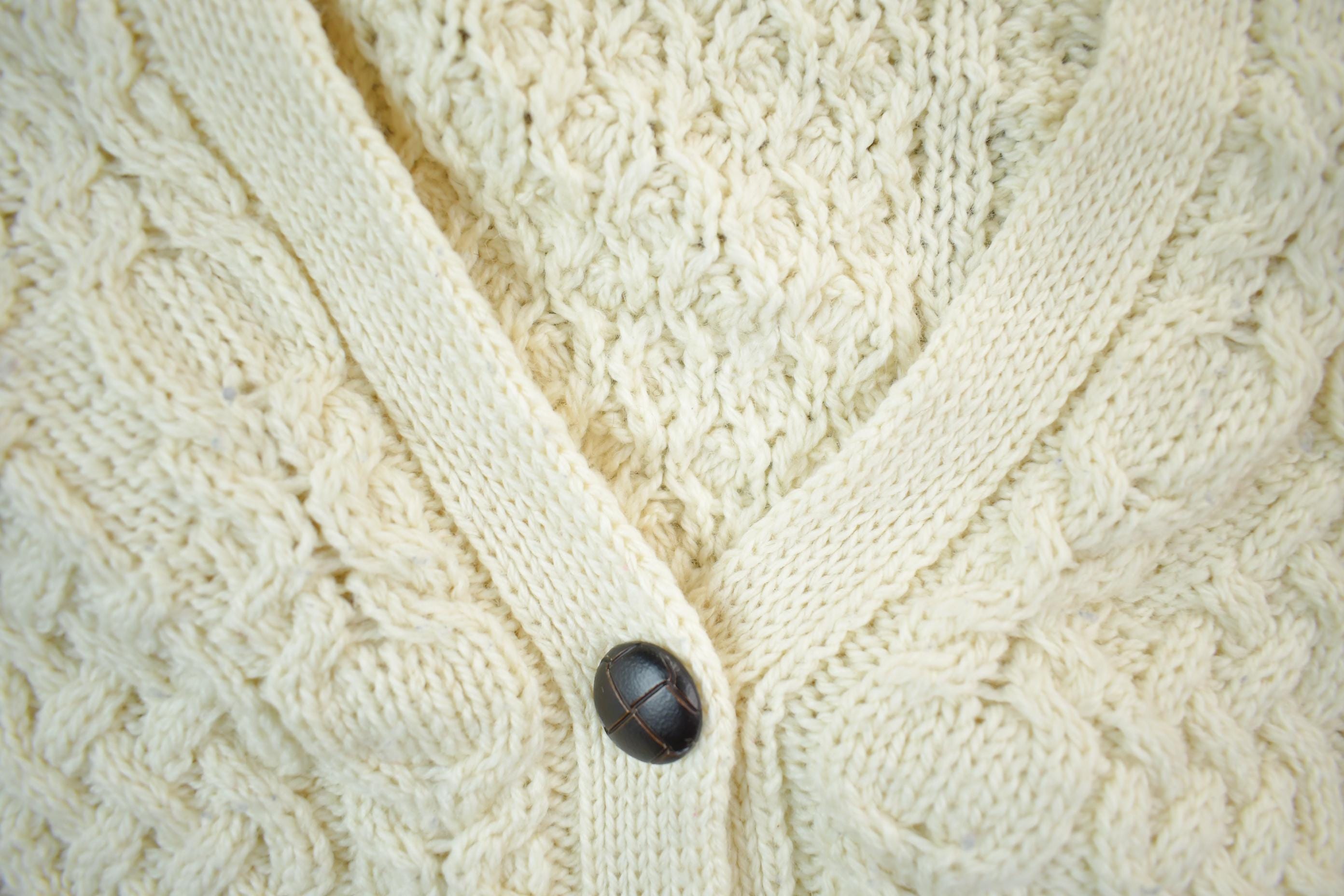 Vintage 1980s Cable Knit Cardigan Sweater