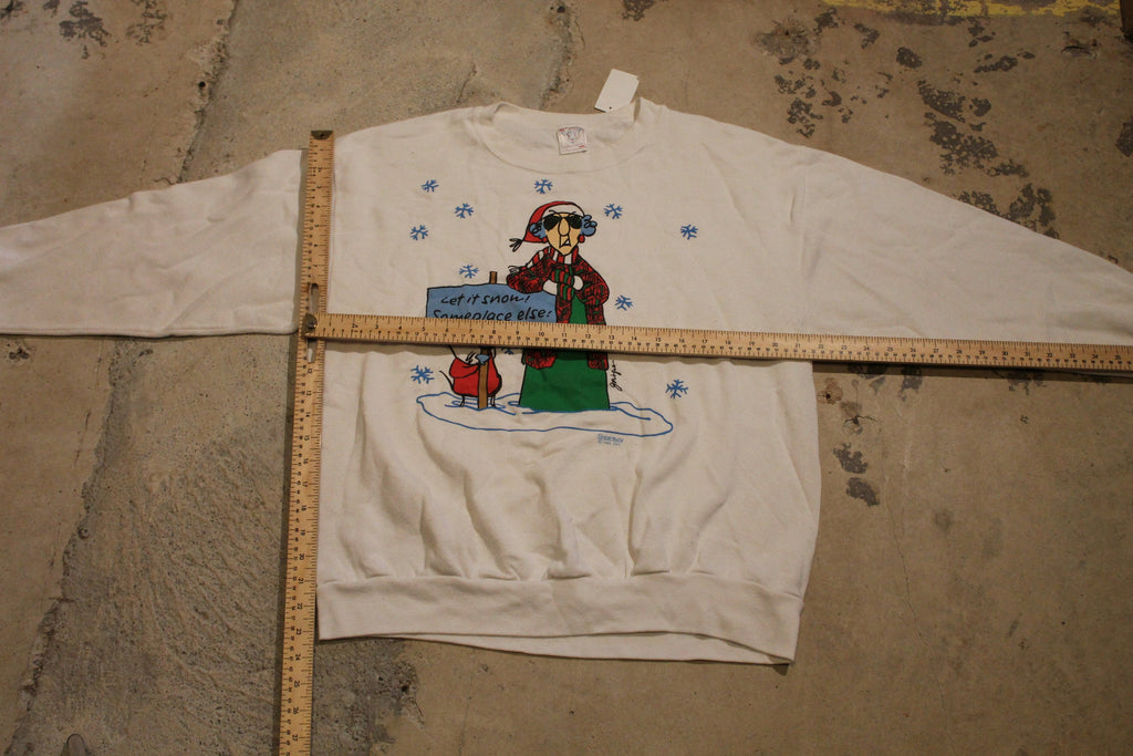 Vintage Anti Winter Funny Crewneck Sweater , Let It Snow Someplace Else! , Winter Wear , Festive Graphic Print , Made In USA