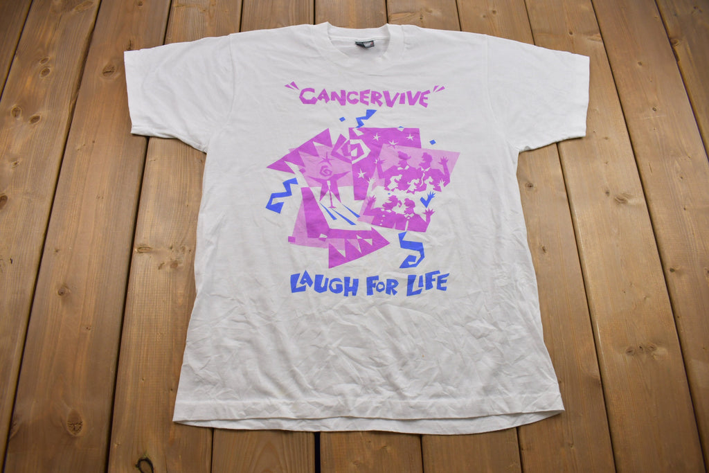 Vintage 1990s "Cancervive" Graphic Screen Stars T Shirt