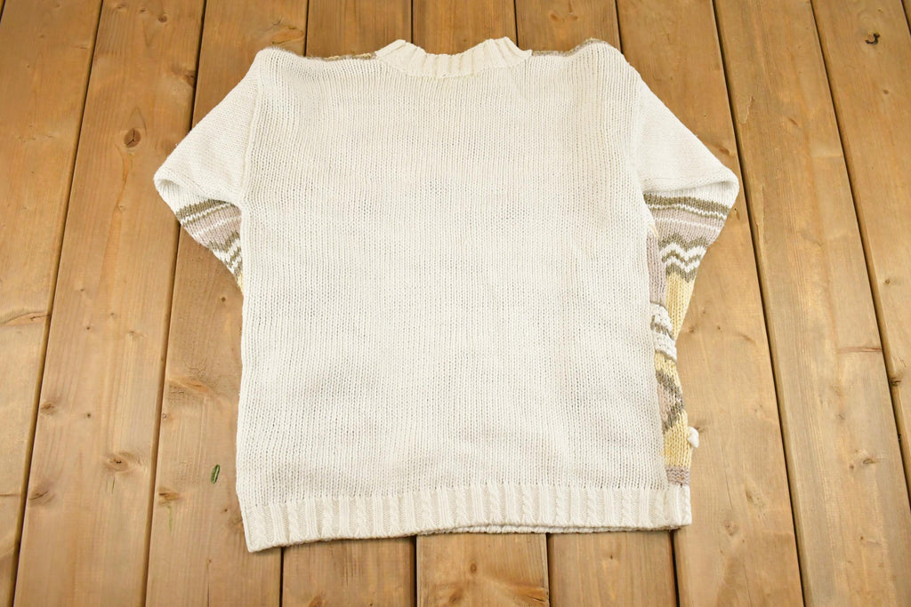 Vintage 1990s BP Design Floral Chunky Knit Crewneck Sweater Womens M /