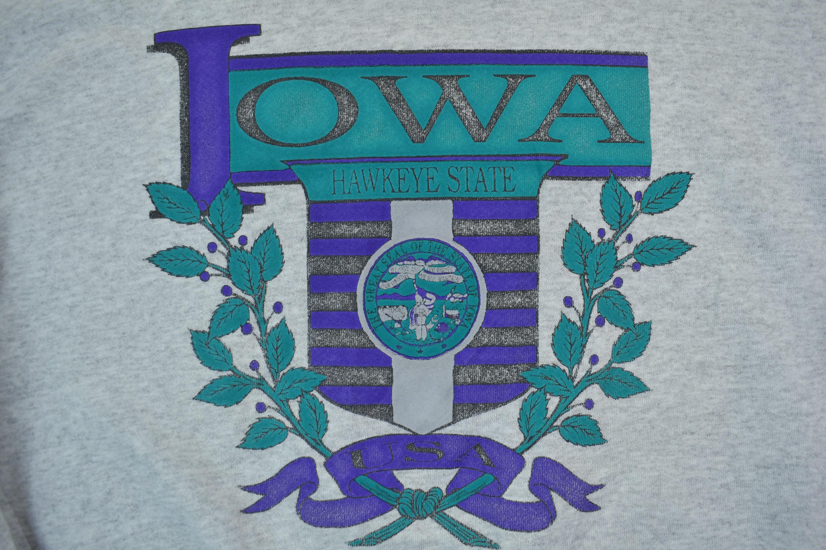 Vintage 1990s Iowa Hawkeye State Collegiate Crewneck Made In USA