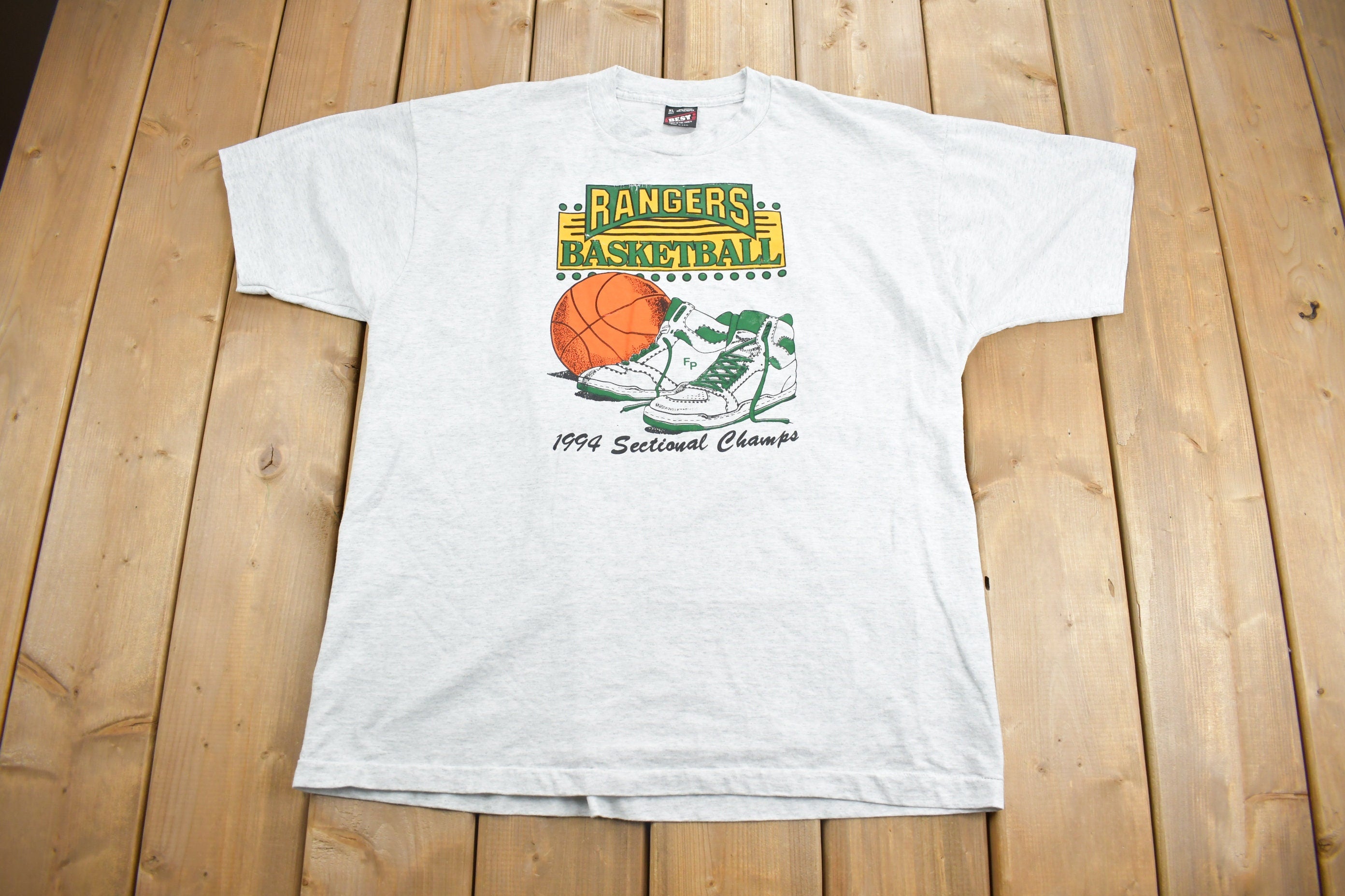 Vintage 1994 Rangers Basketball Sectional Champs Graphic T Shirt