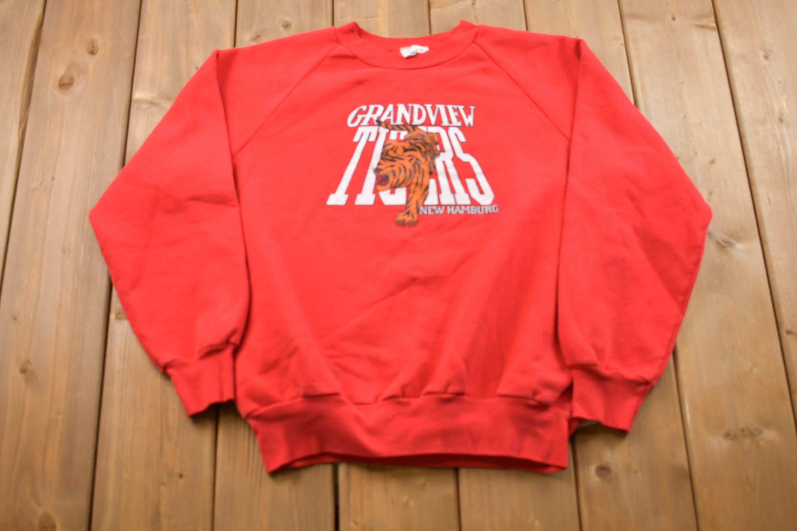 Vintage 1980s Grandview Tigers New Hamburg Crewneck Sweatshirt