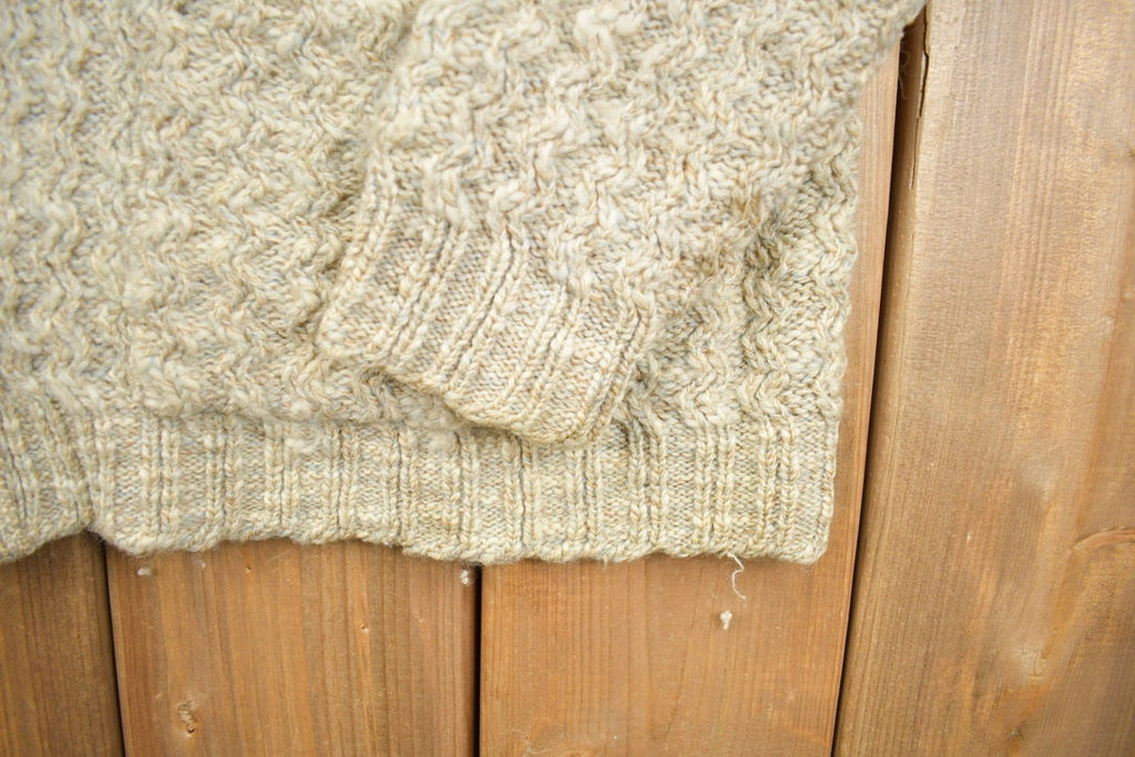 Vintage 1970s 100% Wool Tundra Knit Shawl Collar Cardigan Sweater