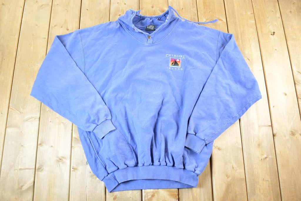 Vintage 1990s Catalina Island Quarter Button Crewneck Sweatshirt Mens XL